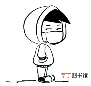 带口罩的小孩简笔画
