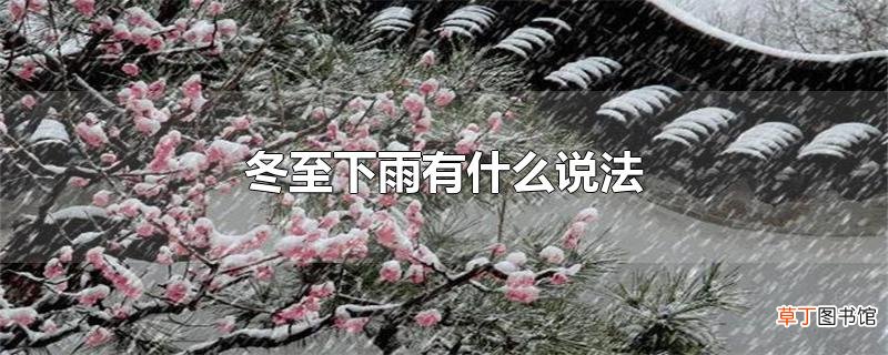 冬至下雨有什么说法