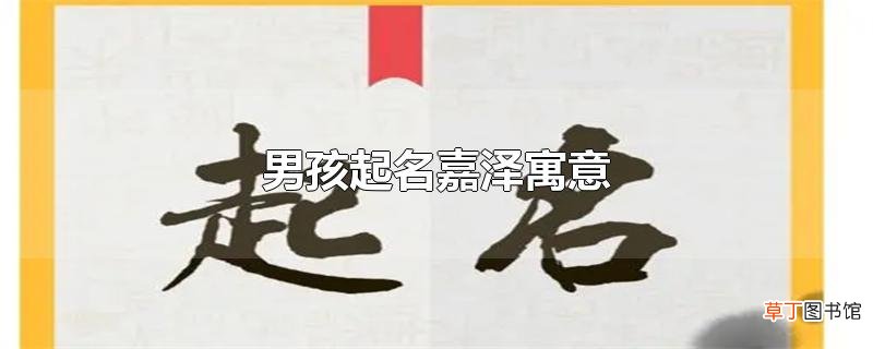 男孩起名嘉泽寓意