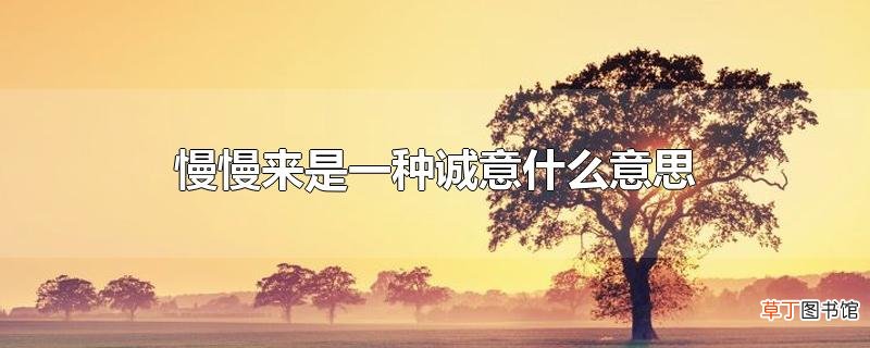 慢慢来是一种诚意什么意思