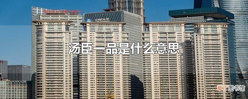 汤臣一品是什么意思