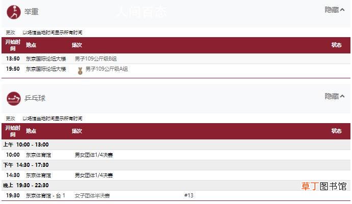 2021年东京奥运会8月3日比赛项目 2021年东京奥运会8月3日比赛详细赛程