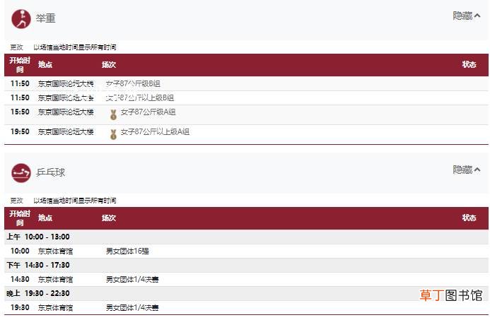 2021年东京奥运会8月2日比赛项目一览 2021年东京奥运会8月2日比赛详细赛程