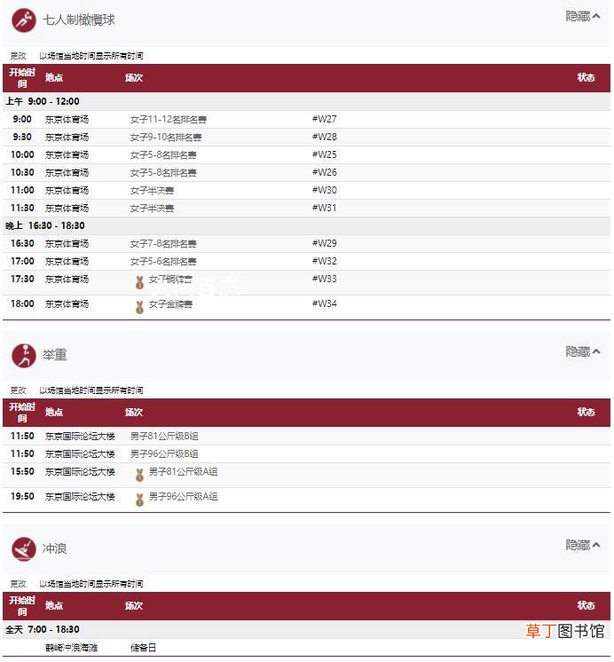 2021年东京奥运会7月31日比赛项目 2021年东京奥运会7月31日比赛详细赛程