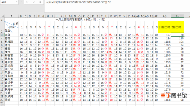 excel考勤表自动计算出勤工时 excel考勤表自动计算