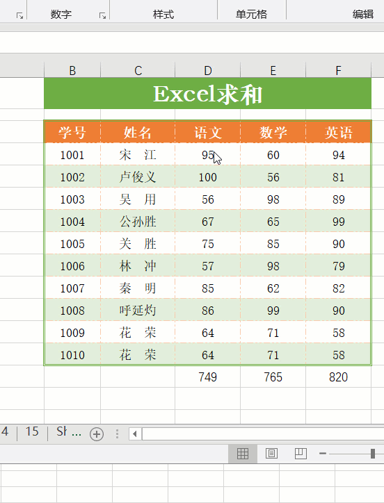 excel表格自动求和和下拉求和不一样 excel表格自动求和
