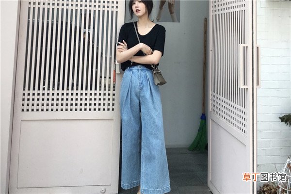 浅蓝色阔腿裤搭配什么衣服好