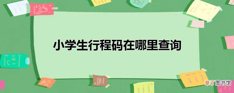 小学生行程码在哪里查询