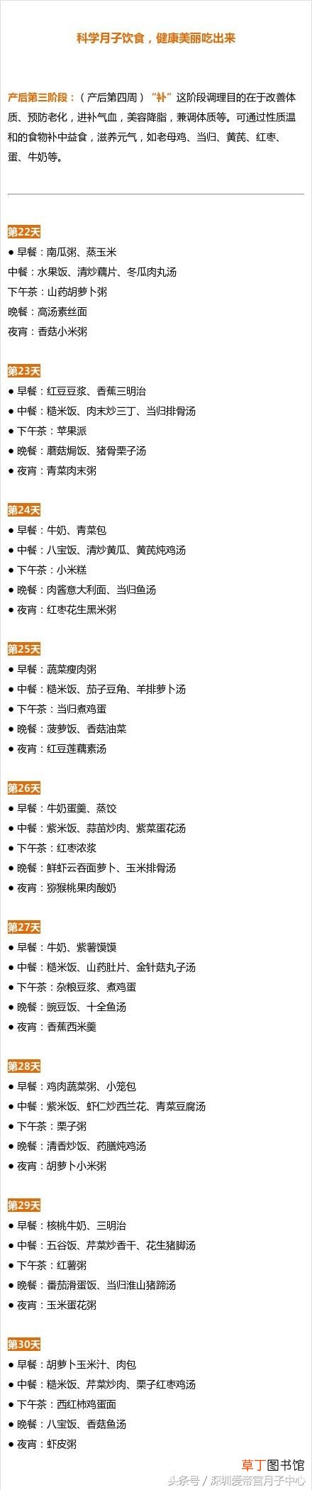 产后30天月子餐食谱大曝光！ 月子餐30天食谱