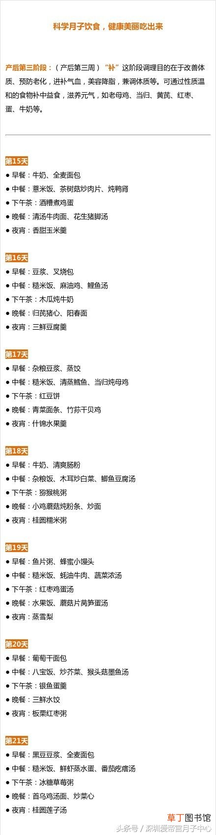 产后30天月子餐食谱大曝光！ 月子餐30天食谱