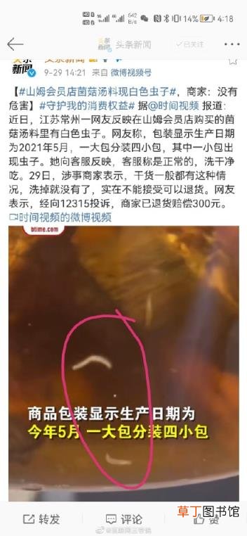 商家表示洗掉就没有了 山姆会员店菌菇汤料现白色虫子