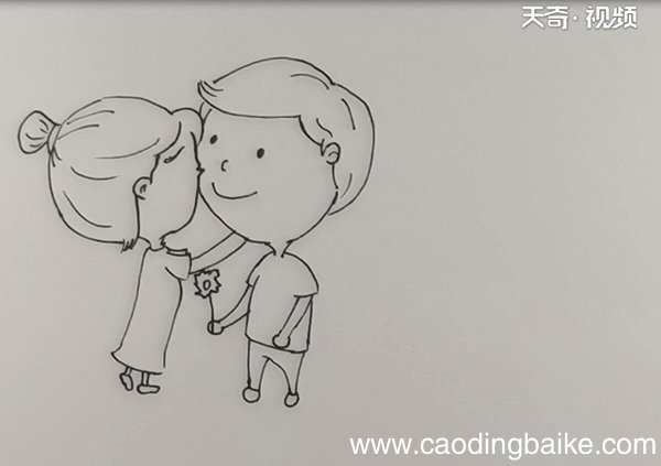 手绘情侣小人简笔画