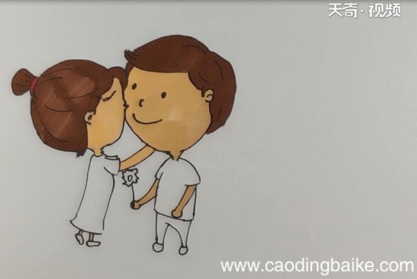 手绘情侣小人简笔画