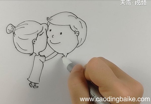 手绘情侣小人简笔画
