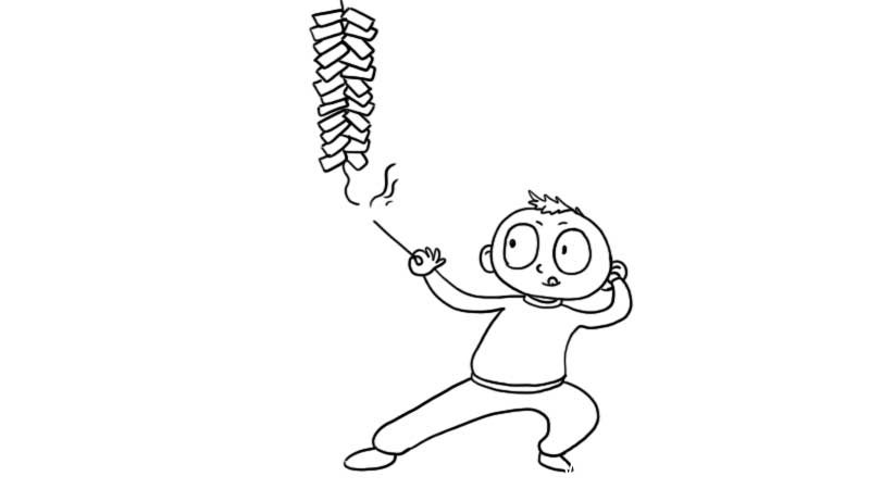 春节放鞭炮简笔画