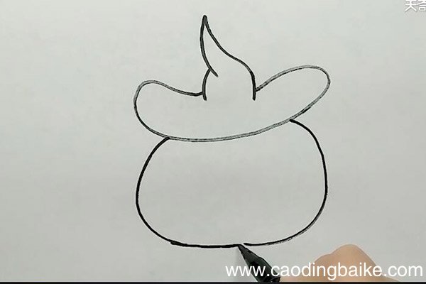 戴帽子的邪恶南瓜简笔画 戴帽子的邪恶南瓜怎么画