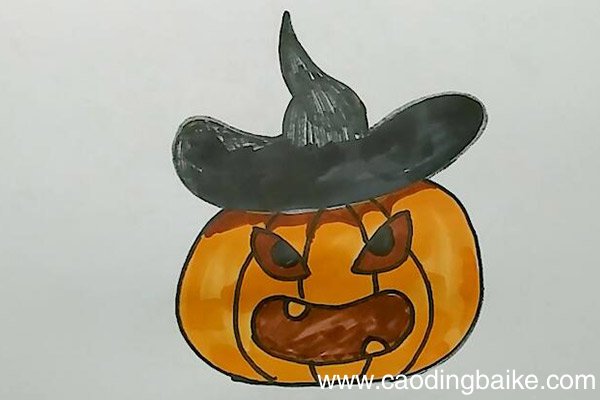 戴帽子的邪恶南瓜简笔画 戴帽子的邪恶南瓜怎么画