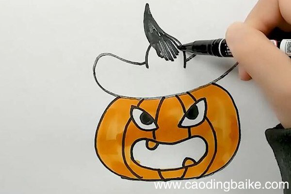 戴帽子的邪恶南瓜简笔画 戴帽子的邪恶南瓜怎么画