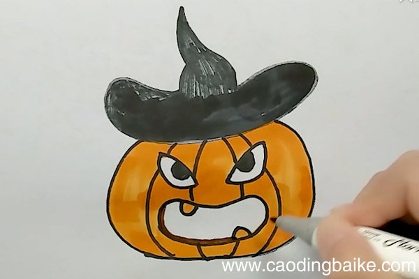 戴帽子的邪恶南瓜简笔画 戴帽子的邪恶南瓜怎么画