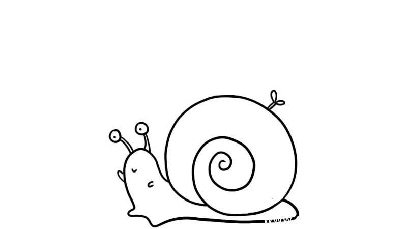 背着宝宝的蜗牛简笔画