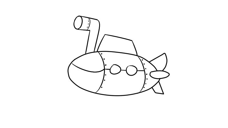 潜水艇简笔画步骤潜水艇简笔画画法