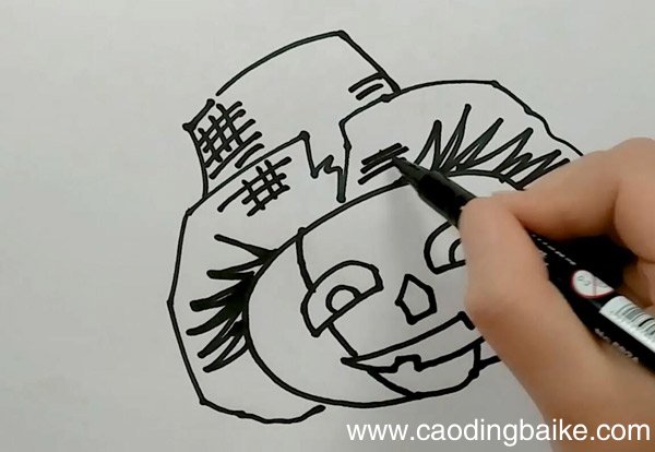 戴草帽的南瓜简笔画 戴草帽的南瓜怎么画