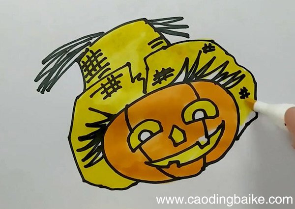 戴草帽的南瓜简笔画 戴草帽的南瓜怎么画