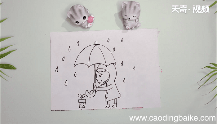下雨的画简笔画 下雨的画画报