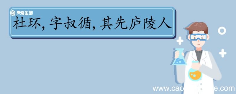 杜环字叔循其先庐陵人文言文翻译 杜环字叔循其先庐陵人的翻译
