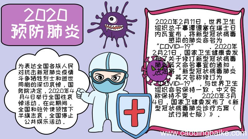 2020预防肺炎手抄报 2020预防肺炎手抄报的画法