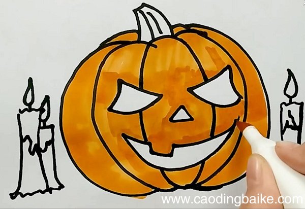 南瓜蜡烛简笔画 南瓜蜡烛的画法