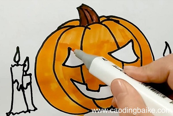南瓜蜡烛简笔画 南瓜蜡烛的画法