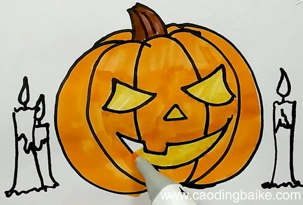 南瓜蜡烛简笔画 南瓜蜡烛的画法