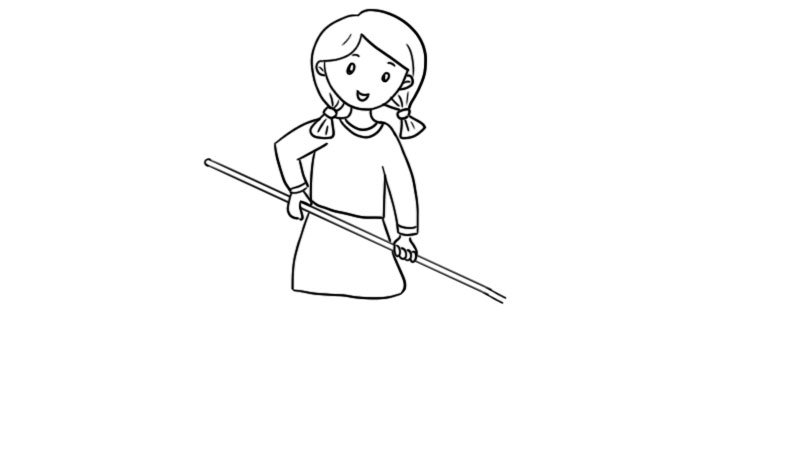 拖地的女孩简笔画怎么画拖地的女孩简笔画画法