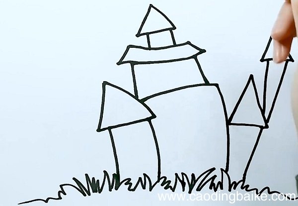 万圣节城堡简笔画 万圣节城堡的画法