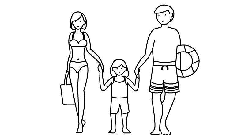 一家人去海边简笔画步骤一家人去海边简笔画画法