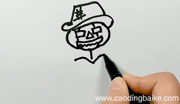 南瓜稻草人简笔画南瓜稻草人怎么画