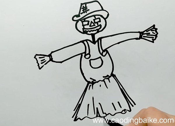 南瓜稻草人简笔画南瓜稻草人怎么画