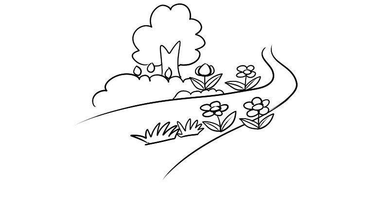 开满鲜花的小路简笔画步骤开满鲜花的小路简笔画教程