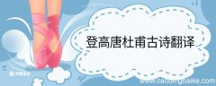 登高唐杜甫古诗翻译 登高唐杜甫古诗的翻译