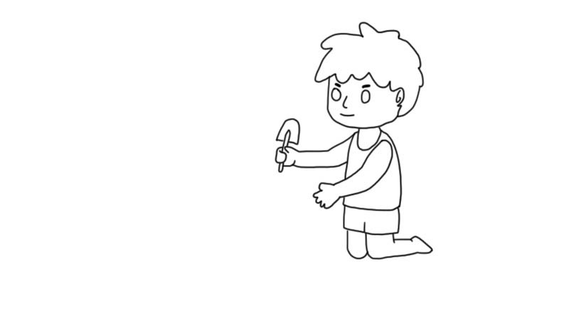 玩沙小男孩简笔画步骤玩沙小男孩简笔画教程