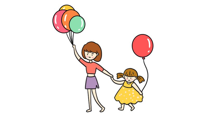 儿童节妈妈和女儿玩耍简笔画教程儿童节妈妈和女儿玩耍简笔画画法