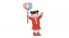 元旦拿气球的小孩简笔画