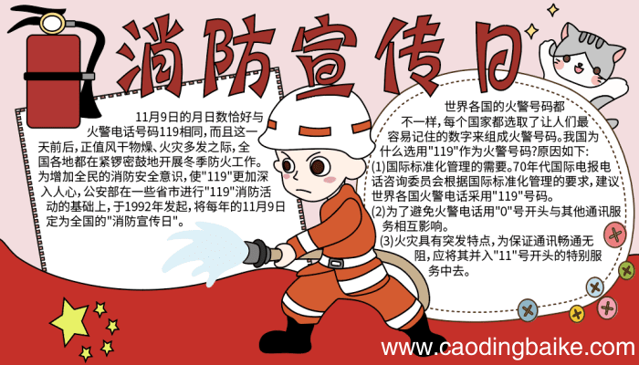 119消防宣传日手抄报 119消防宣传日手抄报的画法