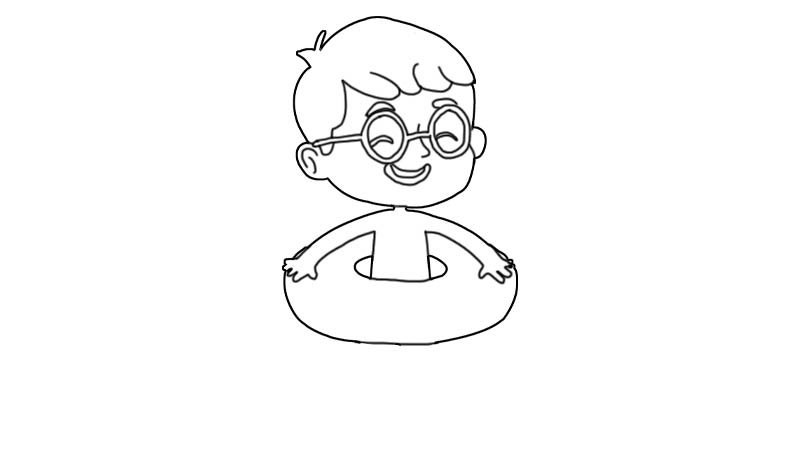带游泳圈的小男孩简笔画画法带游泳圈的小男孩简笔画步骤
