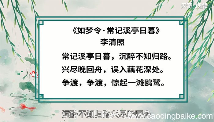 如梦令赏析 如梦令翻译