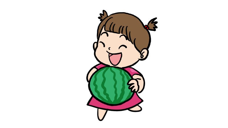 夏至吃西瓜的简笔画步骤夏至吃西瓜的简笔画教程