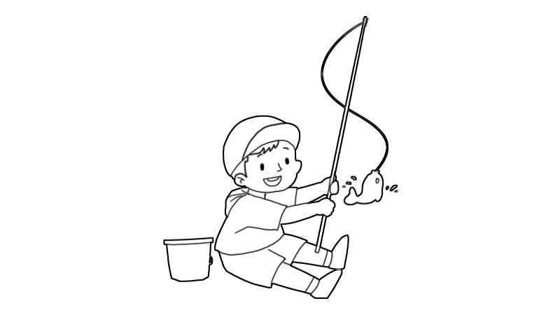 男孩钓鱼简笔画怎么画男孩钓鱼简笔画画法