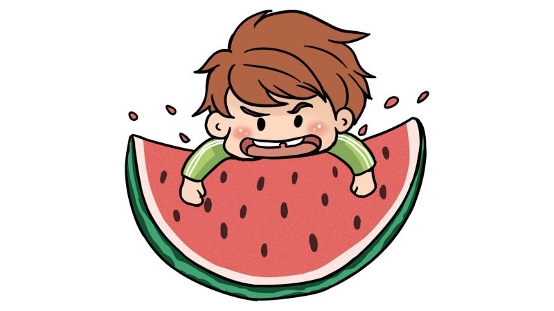 夏至吃西瓜简笔画步骤至吃西瓜简笔画教程