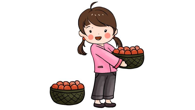 摘柿子简笔画 摘柿子简笔画怎么画